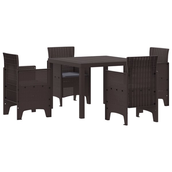 vidaXL Ensemble de 5 pièces avec coussins en poly rotin marron