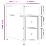 vidaXL Tables de chevet 2 Pièces noir 30x60x60 cm bois d’ingénierie