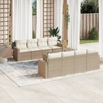 vidaXL Salon de jardin avec coussins 9 Pièces beige résine tressée