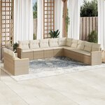 vidaXL Salon de jardin 11 Pièces avec coussins beige résine tressée