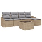 vidaXL Ensemble de salle à manger de jardin de 6 pièces avec coussins en poly rotin noir