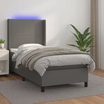 vidaXL Sommier à lattes de lit matelas LED Gris 90x200 cm Similicuir