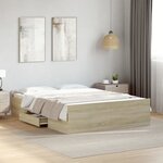 vidaXL Cadre de lit avec tiroirs sans matelas chêne sonoma 120x200 cm