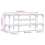 vidaXL Meuble TV chêne marron 121x35x45 cm bois d'ingénierie et fer