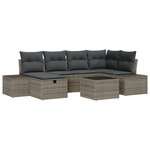 vidaXL Set de canapé de jardin 7 pièces avec coussins gris en poly rotin