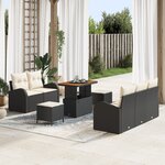 Ensemble de 8 Pièces de Sofa de Jardin avec Coussins en Rattan Poly Noir