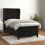 vidaXL Sommier à lattes de lit avec matelas Noir 90x190 cm Velours