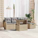 Ensemble de canapés de jardin 6 pièces avec coussins Beige Poly Rotin