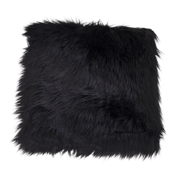 Coussin de siège en peau d'agneau artificielle noire 40 x 40 cm
