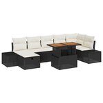 vidaXL Ensemble de salle à manger de jardin 8 pièces avec coussins Noir Poly Rotin Acacia