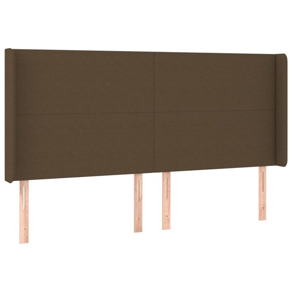 vidaXL Tête de lit avec oreilles Marron foncé 203x16x118/128 cm Tissu