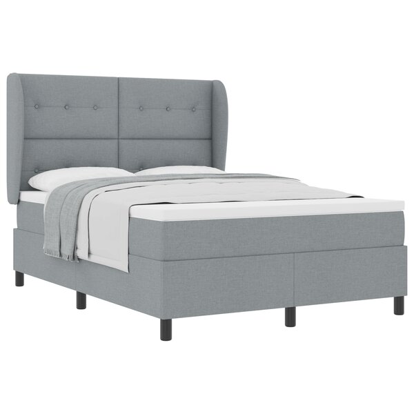 Lit Box Spring vidaXL avec Matelas - Gris clair  140x200 cm  Tissu