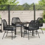 vidaXL Ensemble de Salle à Manger de Jardin de 5 Pièces avec Coussins en Rattan Poly Noir