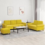 vidaXL Ensemble de canapés 3 Pièces avec coussins Jaune Velours