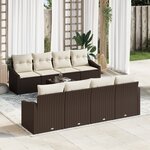 vidaXL Set de Canapé de Jardin 7 Pièces avec Coussins Marron Rotin Poly