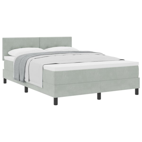 Lit box spring vidaXL avec matelas Gris clair 140x190 cm Velours