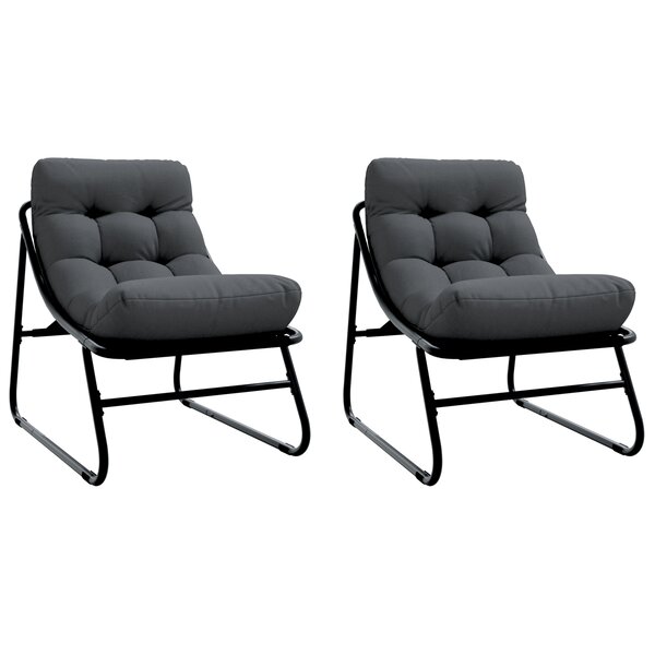 vidaXL Chaises Relaxantes de Jardin 2 Pièces avec Coussin Noir 60x80x71 cm Acier