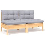 Salon de jardin meuble d'extérieur ensemble de mobilier 4 pièces avec coussins gris bois de pin massif 02_0016131