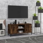 vidaXL Meuble TV avec pieds en métal Chêne fumé 103 5x35x50 cm