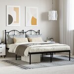 vidaXL Cadre de lit métal sans matelas avec tête de lit noir 140x190cm