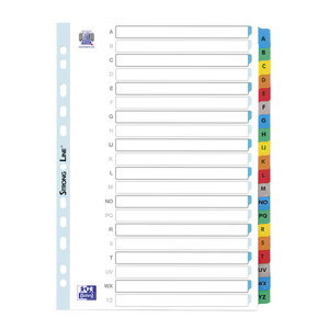 Intercalaire alphabétique a4 elba carton 20 onglets multicolores - 1 jeu - oxford