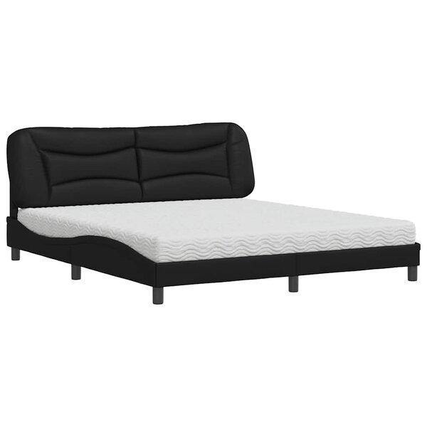 vidaXL Lit avec matelas noir 180x200 cm similicuir