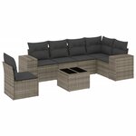 vidaXL Salon de jardin avec coussins 7 Pièces gris résine tressée