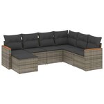 vidaXL Salon de jardin avec coussins 7 Pièces gris résine tressée