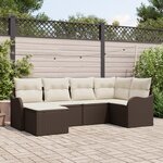 Ensemble de Salon de Jardin vidaXL 6 Pièces avec Coussins Marron Rattan Poly