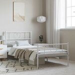 vidaXL Cadre de lit métal sans matelas et pied de lit blanc 100x200 cm