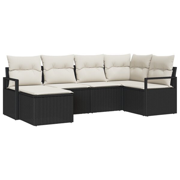 vidaXL Ensemble de Canapé de Jardin de 6 Pièces avec Coussins en Rattan Poly Noir