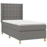 vidaXL Sommier à lattes de lit matelas LED Gris foncé 90x190cm Tissu