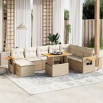 vidaXL Salon de jardin avec coussins 9 Pièces beige résine tressée