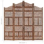 vidaXL Cloison de séparation 4 panneaux Marron 160x165cm Bois manguier