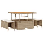 Ensemble de Canapés de Jardin 11 Pièces avec Coussins Beige Rattan Acacia