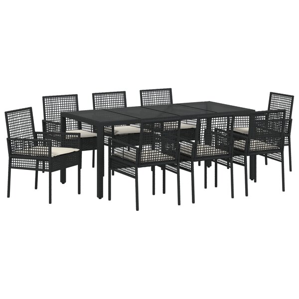 vidaXL Ensemble de salle à manger de jardin 9 pièces en poly rattan noir