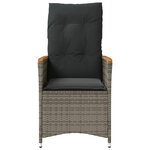 vidaXL Chaises inclinables de jardin lot de 2 et coussins gris rotin