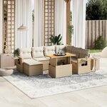 vidaXL Salon de jardin avec coussins 8 Pièces beige résine tressée