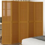vidaXL Cloison de séparation 5 panneaux marron bois paulownia massif
