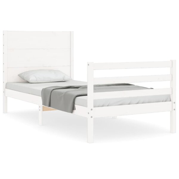vidaXL Cadre de lit sans matelas blanc bois massif