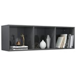 vidaXL Bibliothèque/Meuble TV Gris brillant 36x30x114 cm Aggloméré