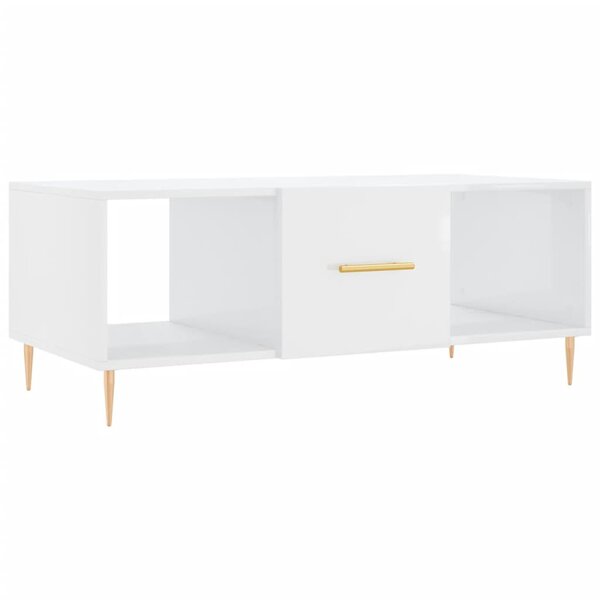 vidaXL Table basse Blanc brillant 102x50x40 cm Bois d'ingénierie