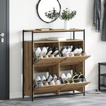 vidaXL Cabinet à chaussures avec 4 tiroirs rabattables Chêne artisanal 100x34x112 cm