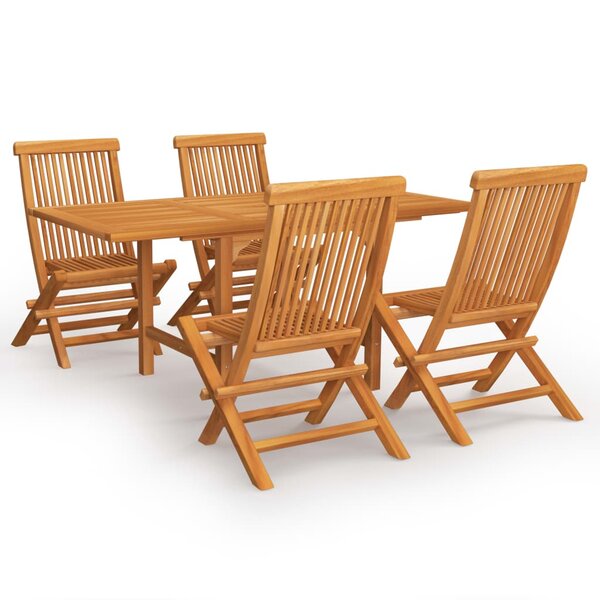 Salon de jardin meuble d'extérieur ensemble de mobilier 5 pièces bois de teck massif 02_0016569