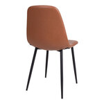 2 chaises de salle à manger en cuir synthétique marron avec pieds noirs