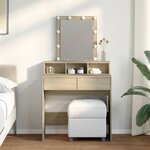 vidaXL Coiffeuse avec LED chêne sonoma 80x41x144 5 cm