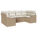 vidaXL Ensemble de Canapé de Jardin 6 pièces avec Coussins en Poly Rattan Beige