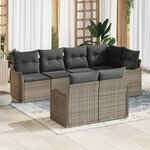 Ensemble de canapés de jardin vidaXL 7 pièces avec coussins gris en poly rotin