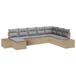 vidaXL Ensemble de canapé de jardin de 8 pièces avec coussins Beige en poly rattan