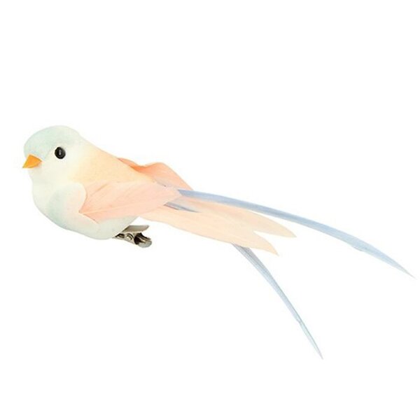 6 oiseaux à plumes décoratifs - couleurs pastel